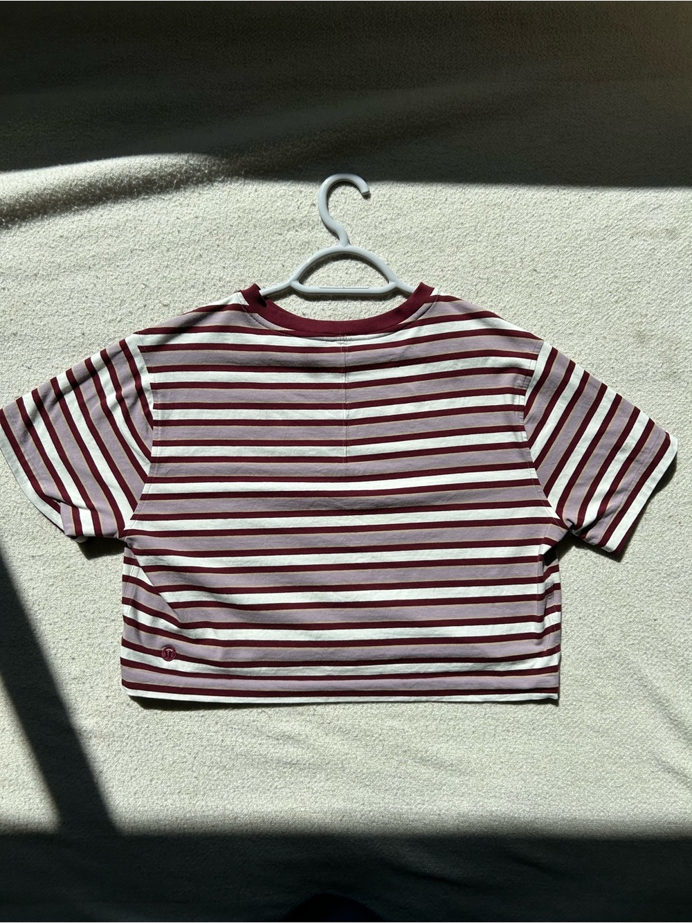 Striped Burgundy and White All Yours Organic Cotton cropped tee